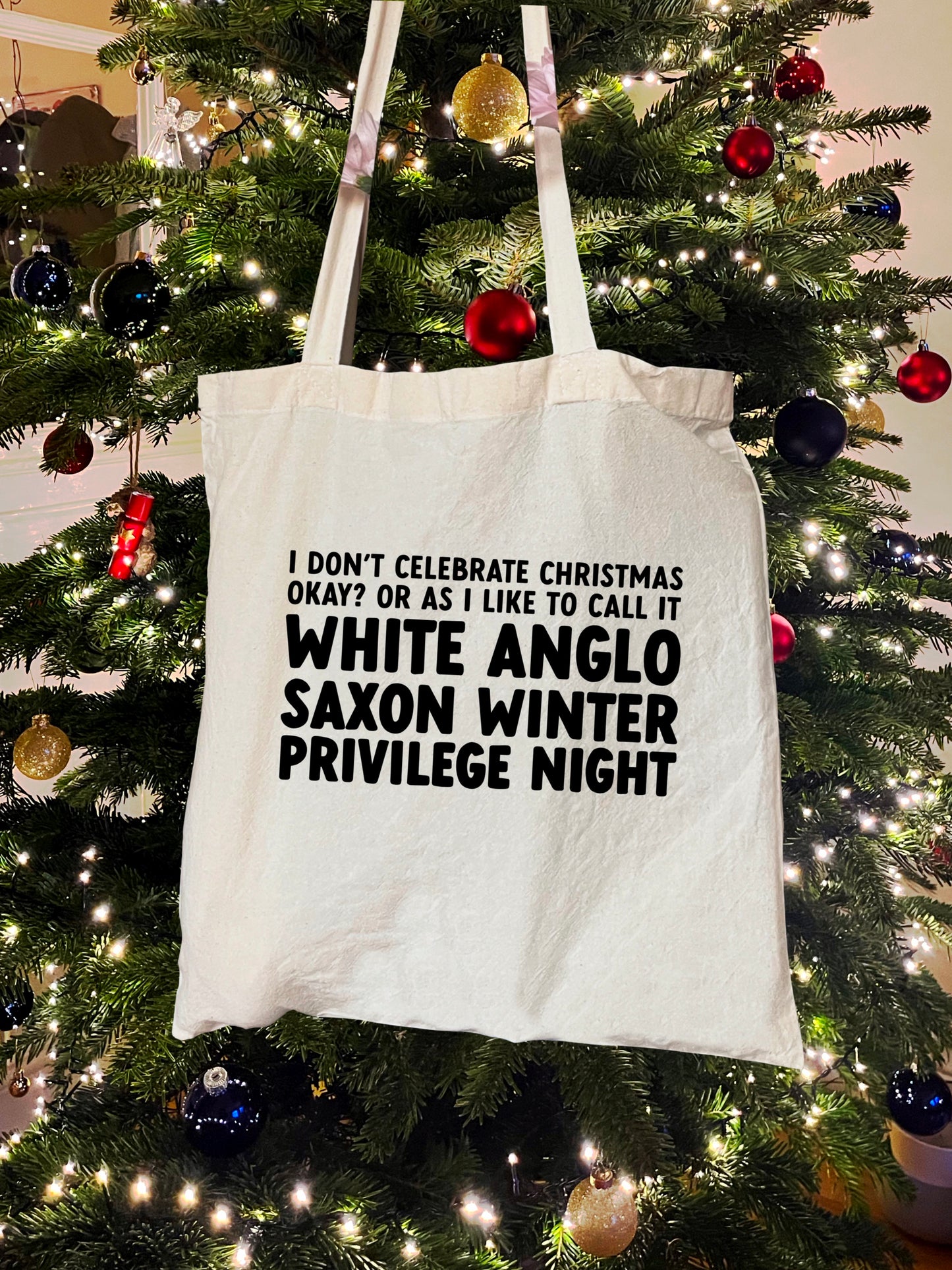 W.A.S Winter Privilege Night | New Girl | Christmas Tote Bag
