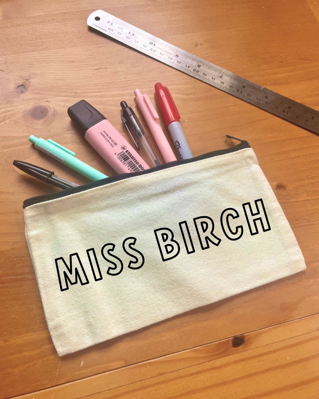 Custom Teacher's Pencil Case | Makeup Bag | Small Zipped Pouch