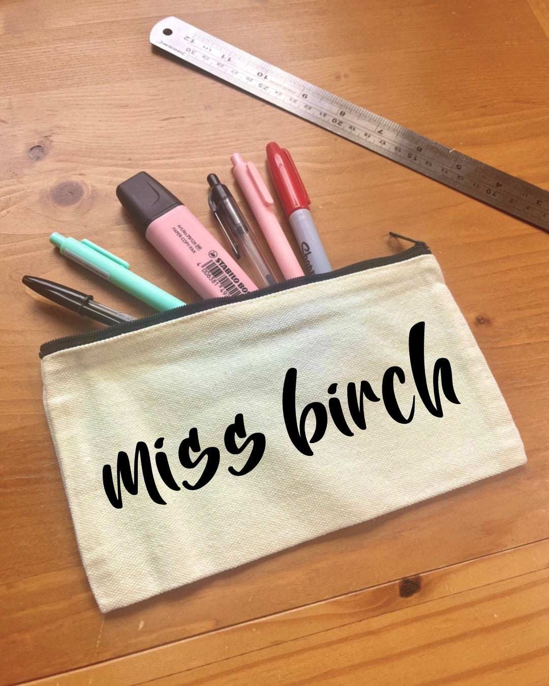 Custom Teacher's Pencil Case | Makeup Bag | Small Zipped Pouch