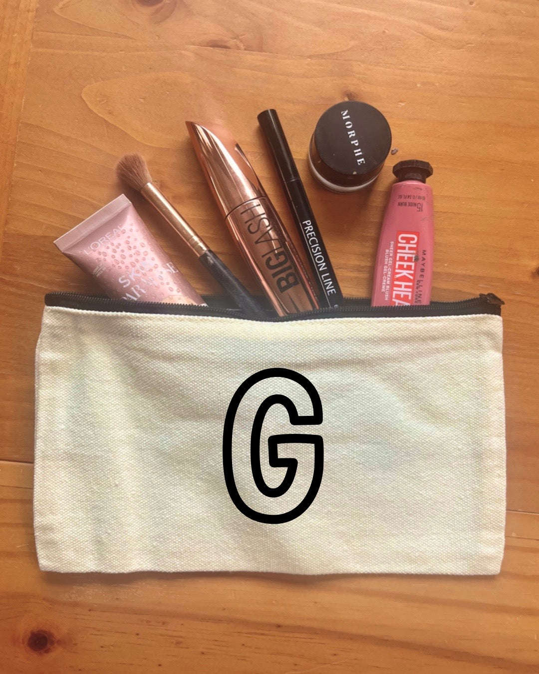 Custom Initial Monogram | Pencil Case | Makeup Bag | Small Zipped Pouch