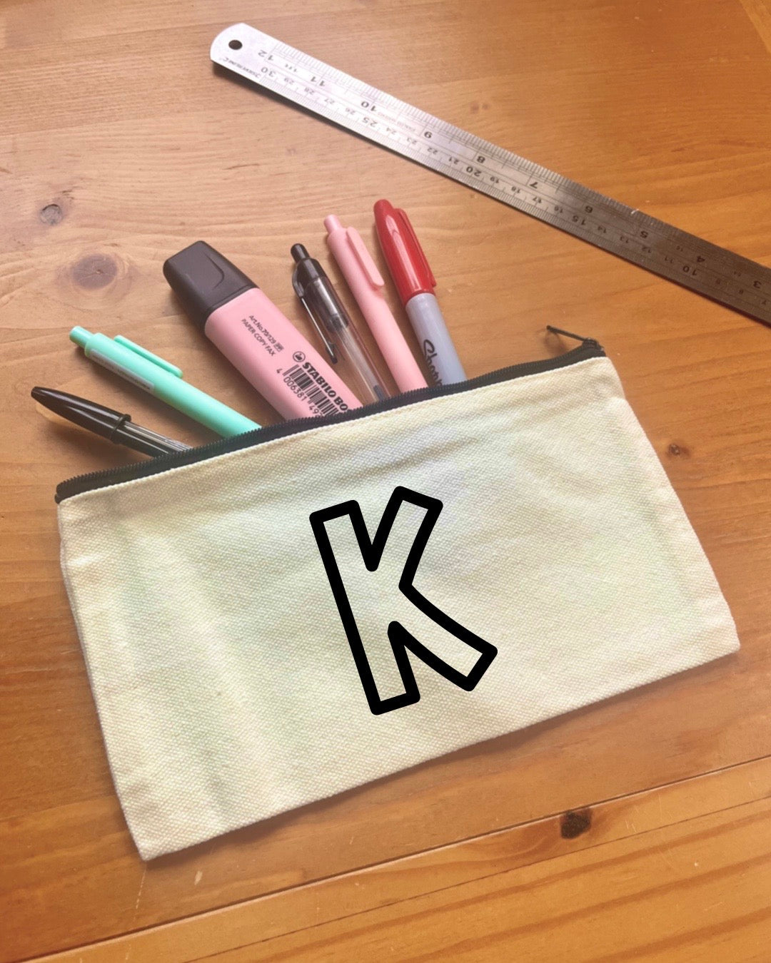 Custom Initial Monogram | Pencil Case | Makeup Bag | Small Zipped Pouch