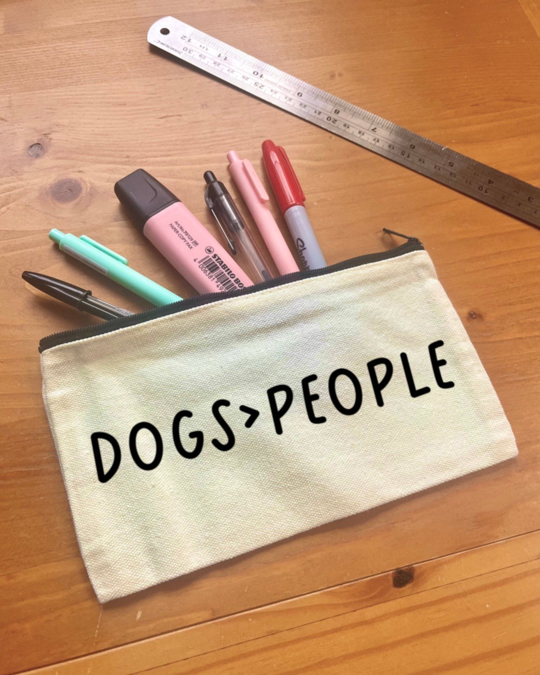 Dogs > People | Pencil Case | Makeup Bag | Small Zipped Pouch
