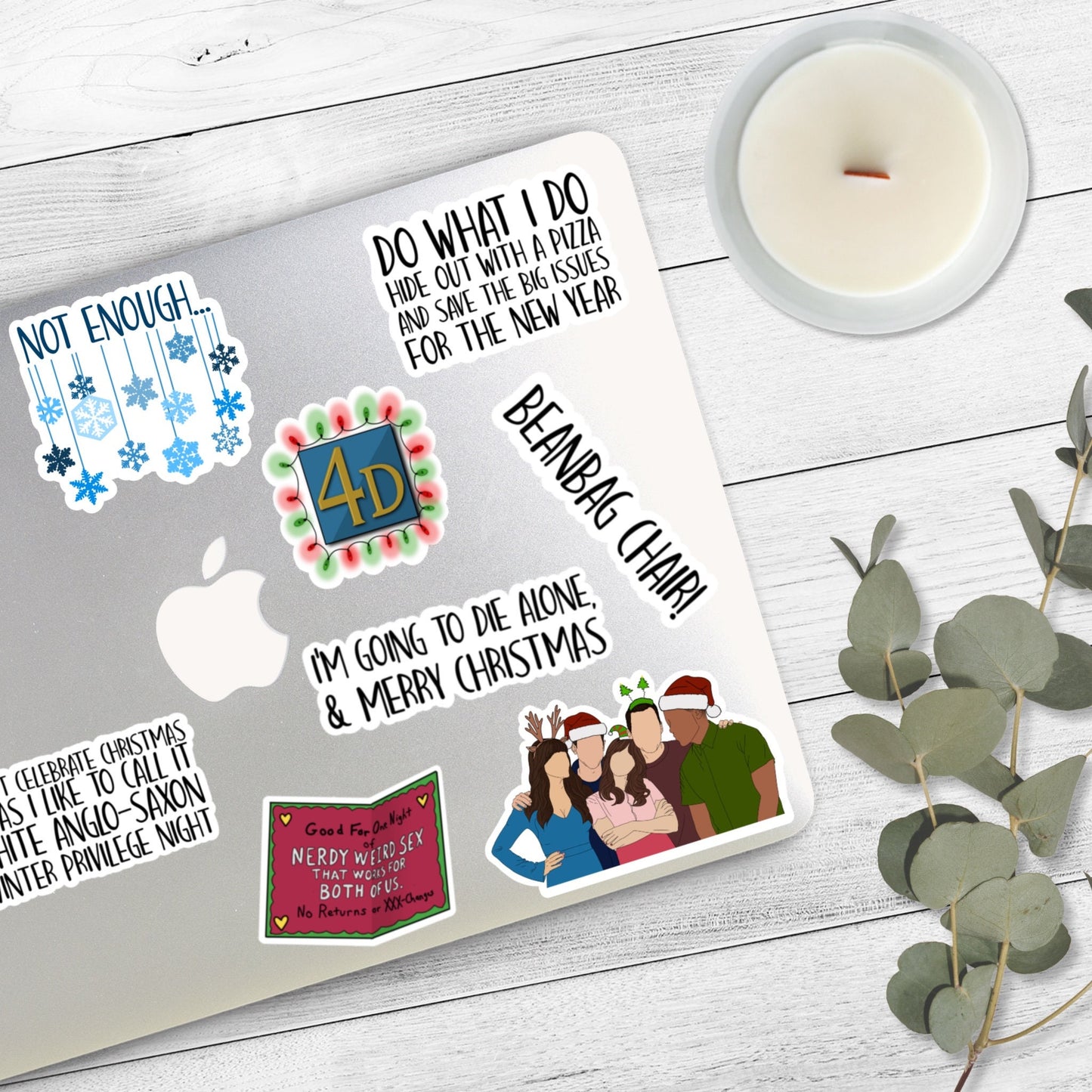 White Anglo-Saxon Privilege Night Sticker | Schmidt | New Girl Christmas Stickers