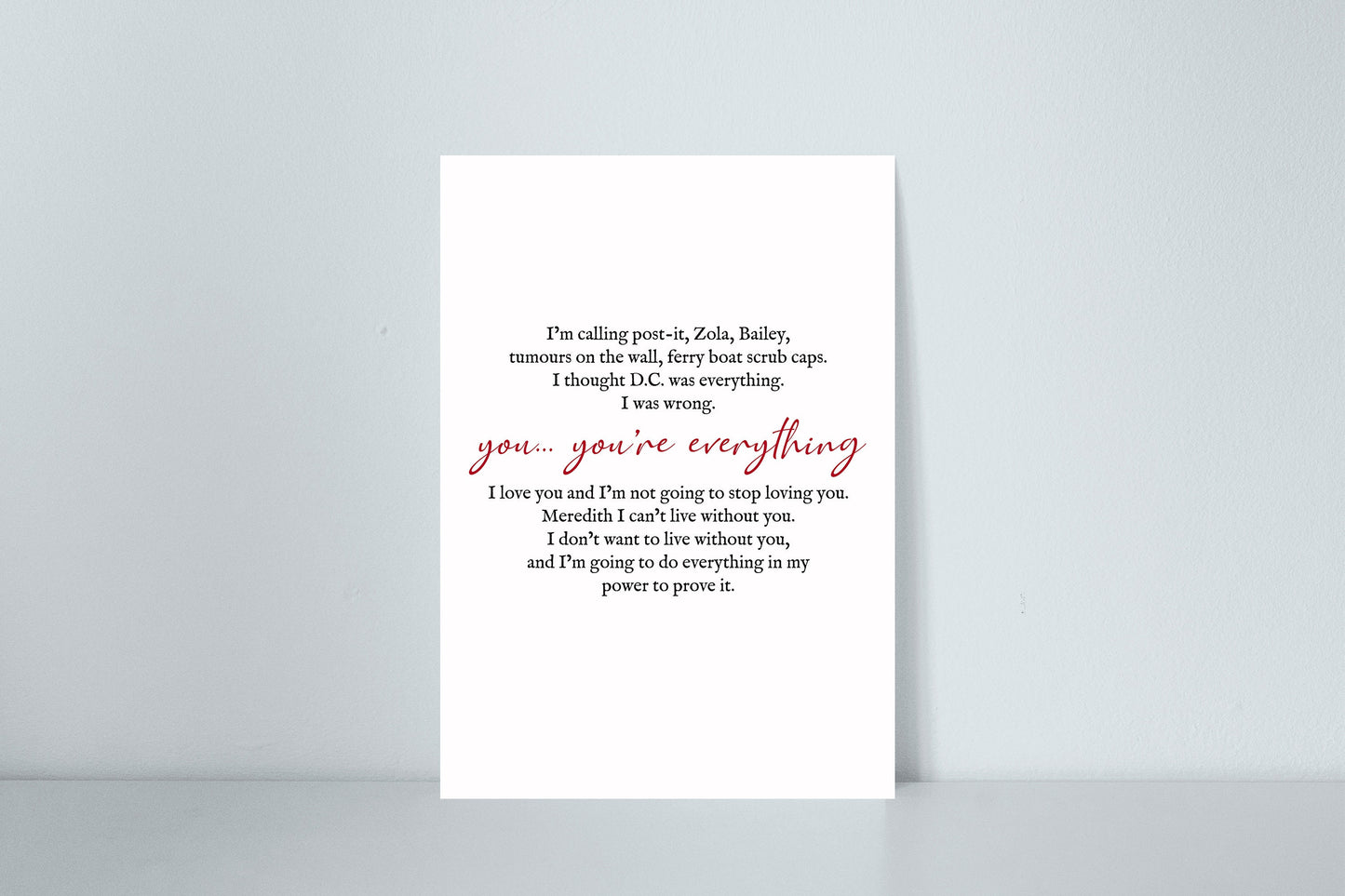 I'm Calling Post-It Speech | Derek and Meredith | Greys Anatomy | Grey's Anatomy Print