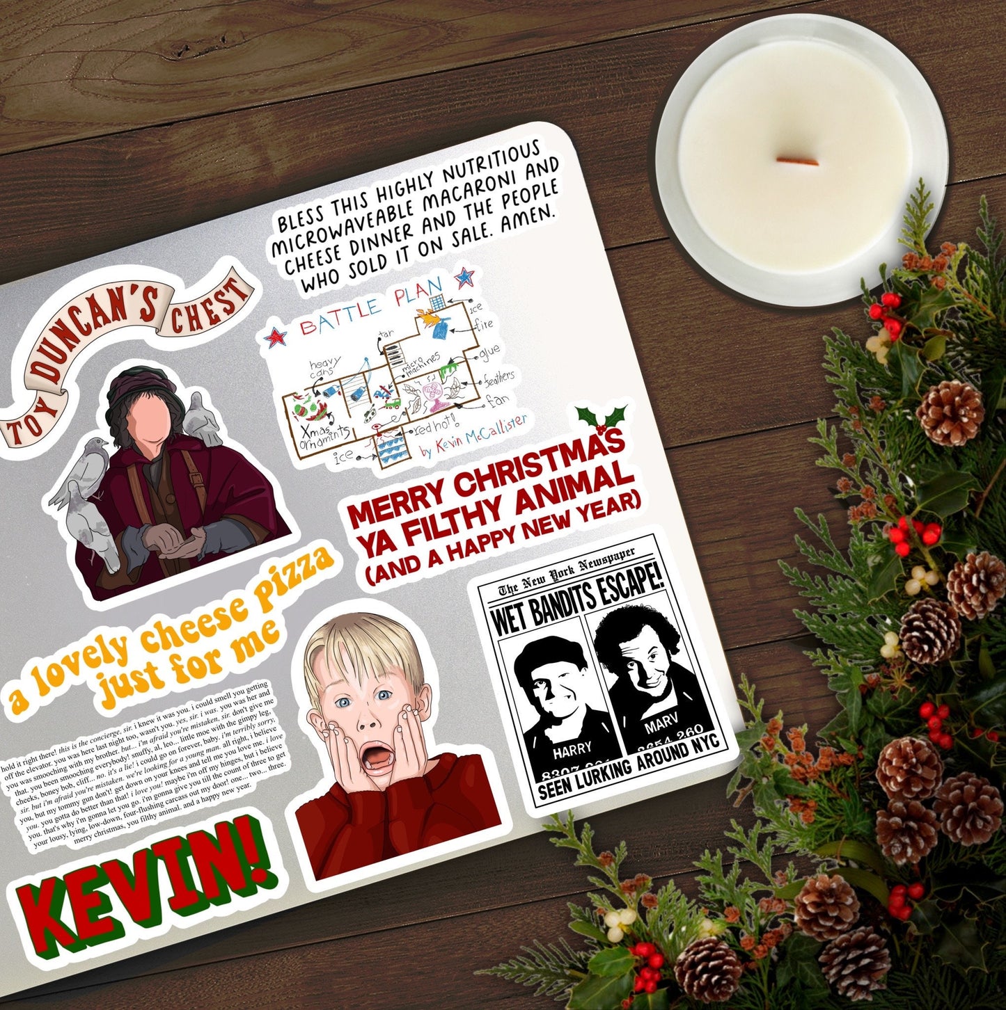 Wet Bandits Escape! Newspaper | Home Alone Stickers