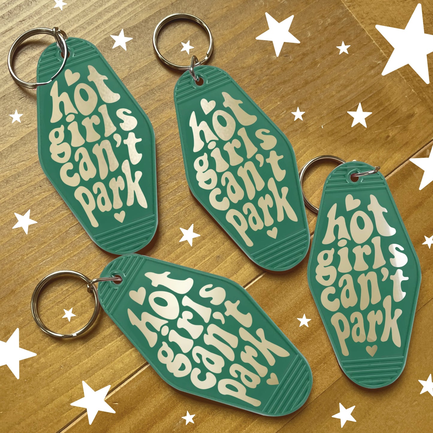 Hot Girls Can't Park Keychain | Green Motel Style Keychains, Passed Driving Test, Driving Test Gift, First Car Gift, Car Gift