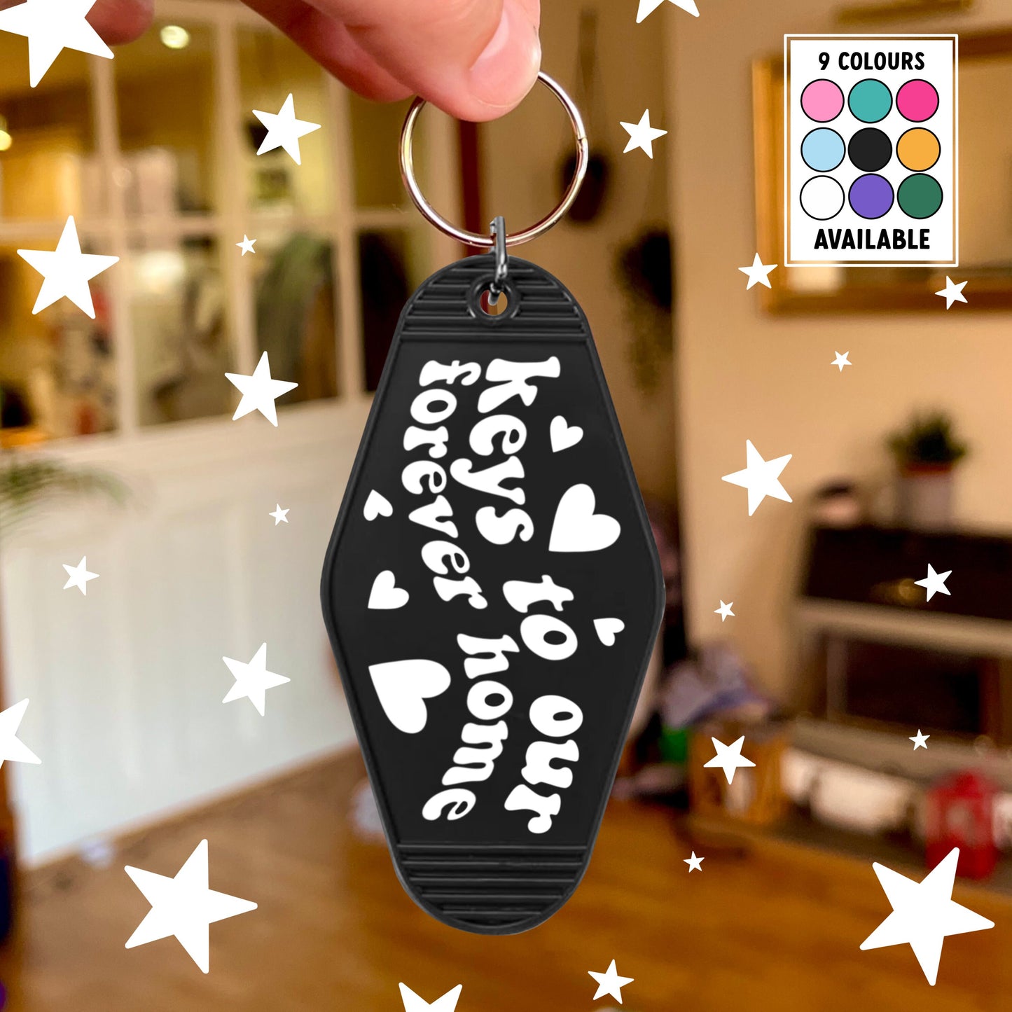 Keys to Our Forever Home Keychain | Pink Motel Style Keychains, New Home Gift, First Home Gift, Housewarming Gift, New House Gift