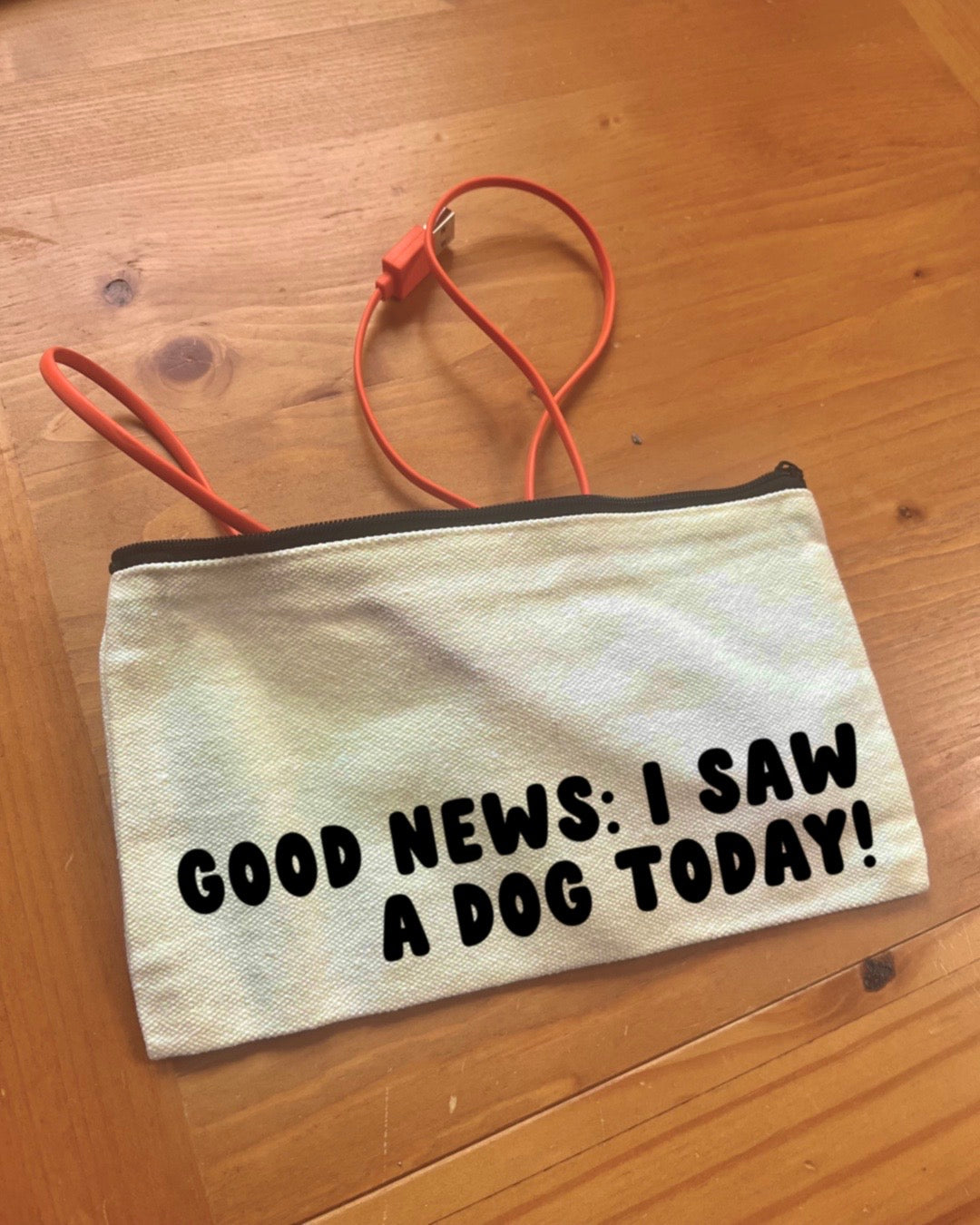 Good News: I Saw a Dog Today! | Pencil Case | Makeup Bag | Small Zipped Pouch