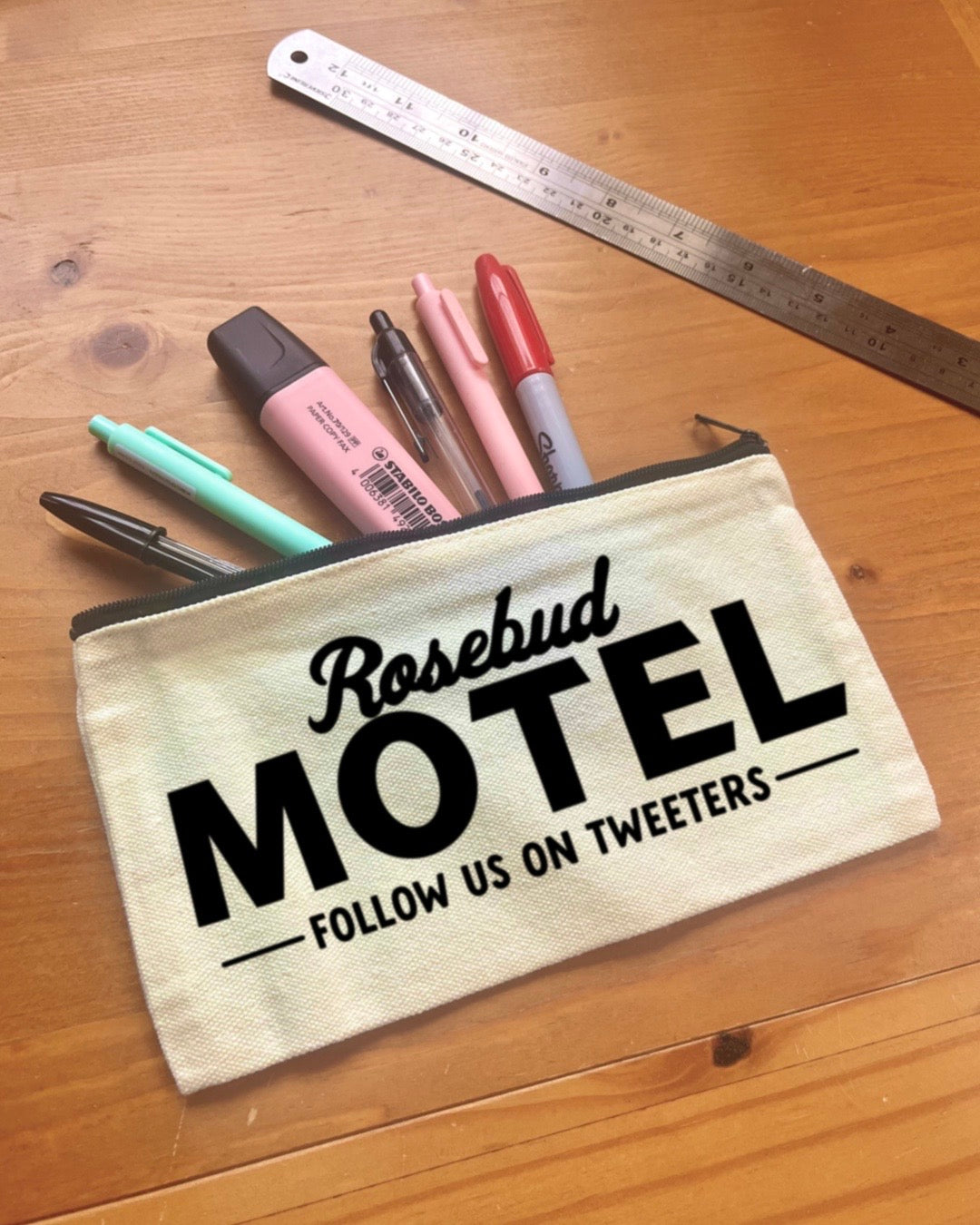 Rosebud Motel | Schitt's Creek | Pencil Case | Makeup Bag | Small Zipped Pouch