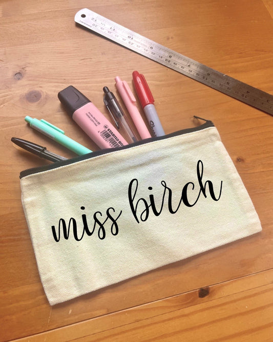 Custom Teacher's Pencil Case | Makeup Bag | Small Zipped Pouch
