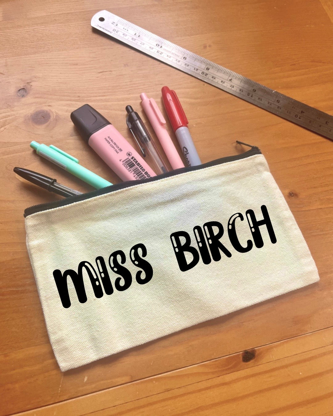 Custom Teacher's Pencil Case | Makeup Bag | Small Zipped Pouch