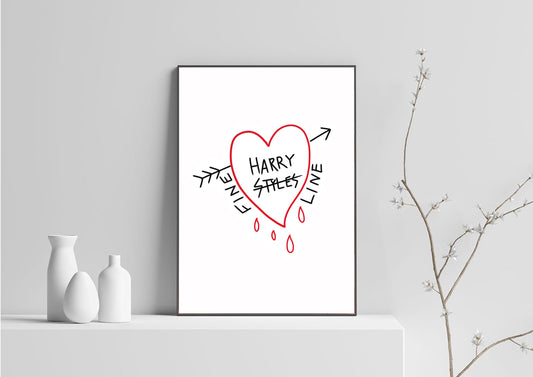 Fine Line Arrow Heart Print | Harry Styles Print