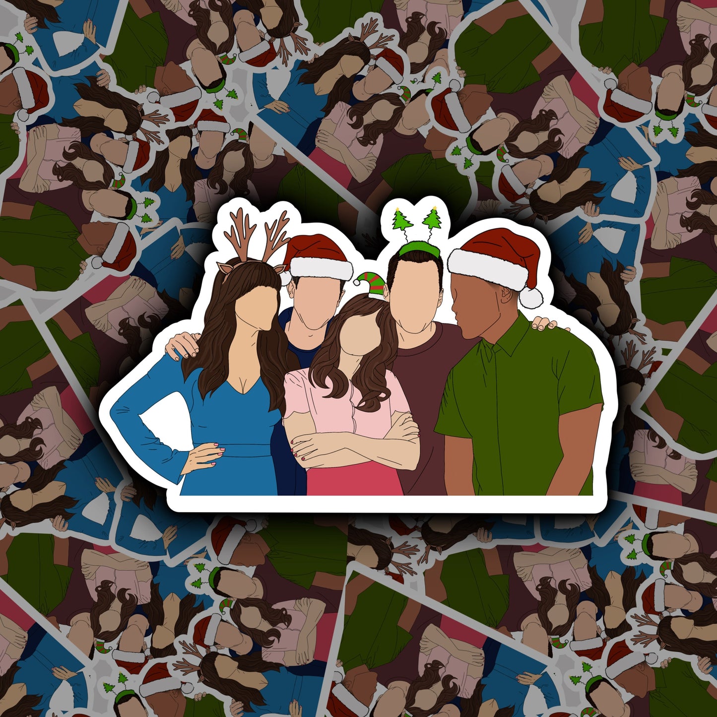 The Gang at Christmas | New Girl Christmas Stickers