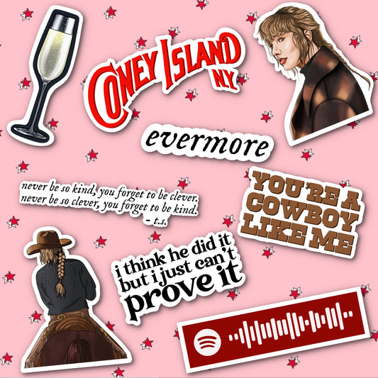 Taylor Swift Evermore Sticker Bundle | 9 Stickers