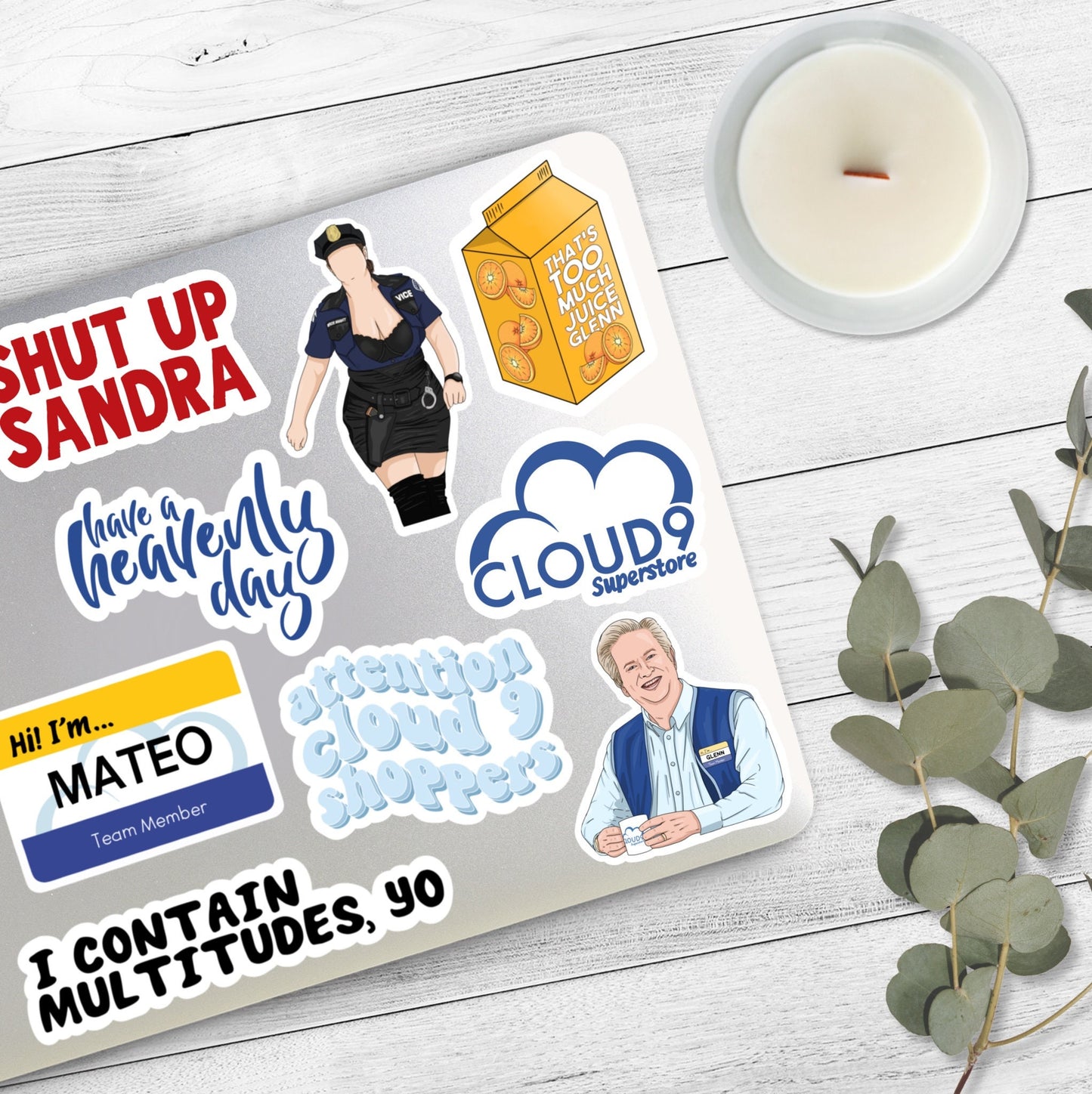 Attention Cloud 9 Shoppers Sticker | Garrett Sticker | Superstore Stickers | Superstore TV Show