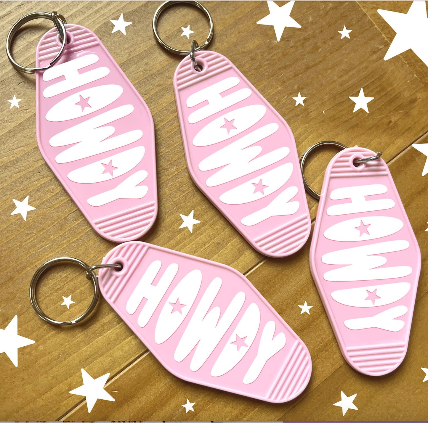 Howdy Keychain, Cowgirl Vibes, Cowboy Vibes | Pink Motel Style Keychains