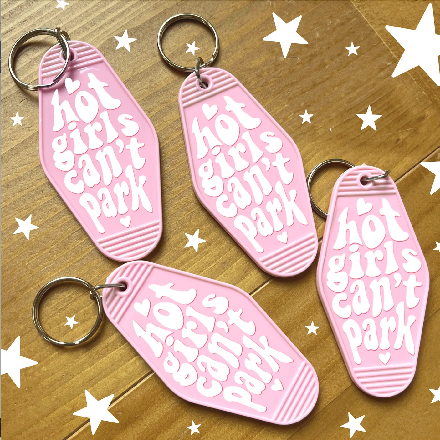 Hot Girls Can't Park Keychain | Pink Motel Style Keychains, Passed Driving Test, Driving Test Gift, First Car Gift, Car Gift
