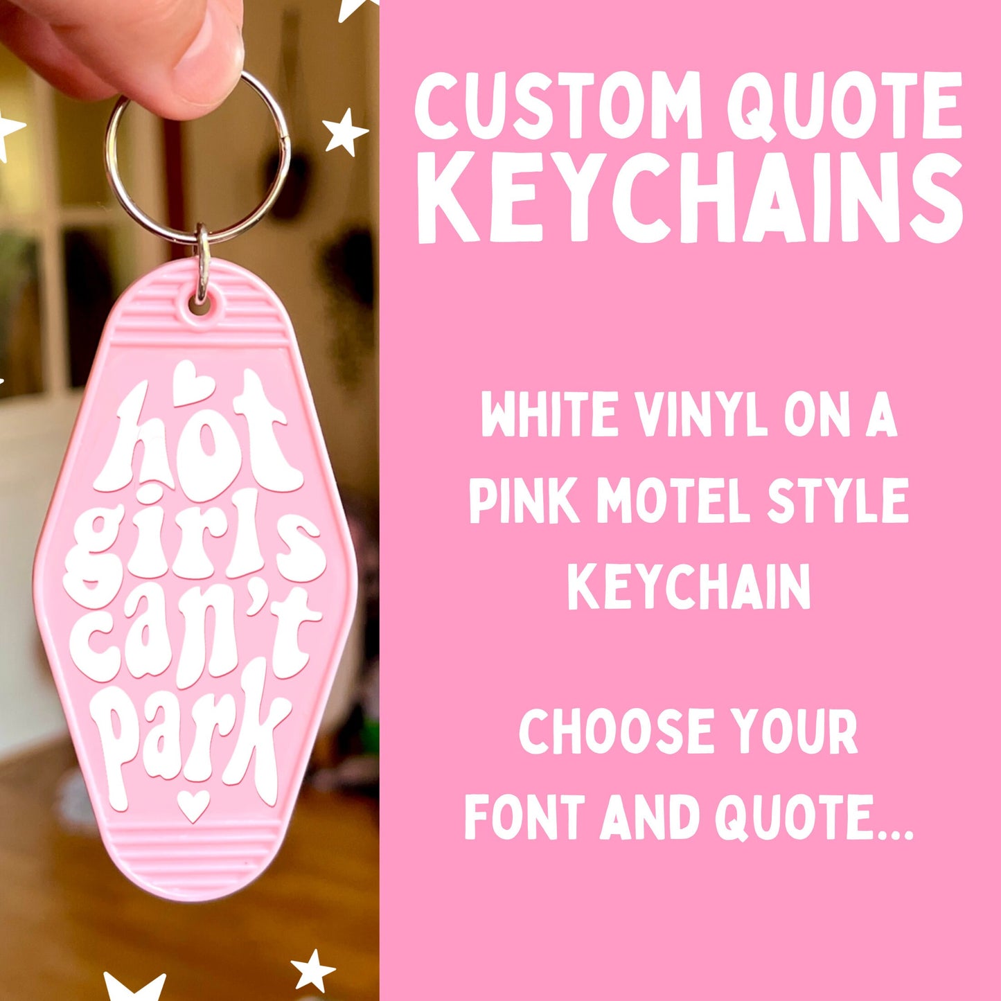 Custom Quote Keychain | Song Lyrics | Movie Quote | TV Show Quote | Inspirational Quote | Pink Motel Keychain
