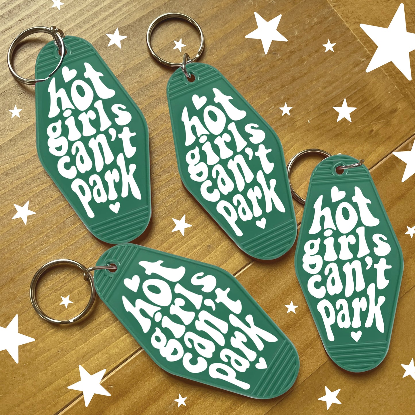 Hot Girls Can't Park Keychain | Green Motel Style Keychains, Passed Driving Test, Driving Test Gift, First Car Gift, Car Gift