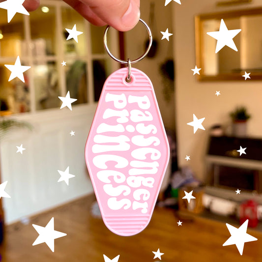 Passenger Princess Keychain | Pink Motel Style Keychains, Passed Driving Test, Driving Test Gift, First Car Gift, Car Gift