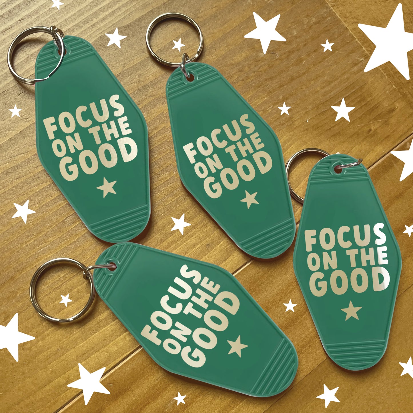 Focus on the Good Keychain | Green Motel Style Keychains, Motivational Quote, Inspirational Quote, Gift Ideas, Mental Health Gifts