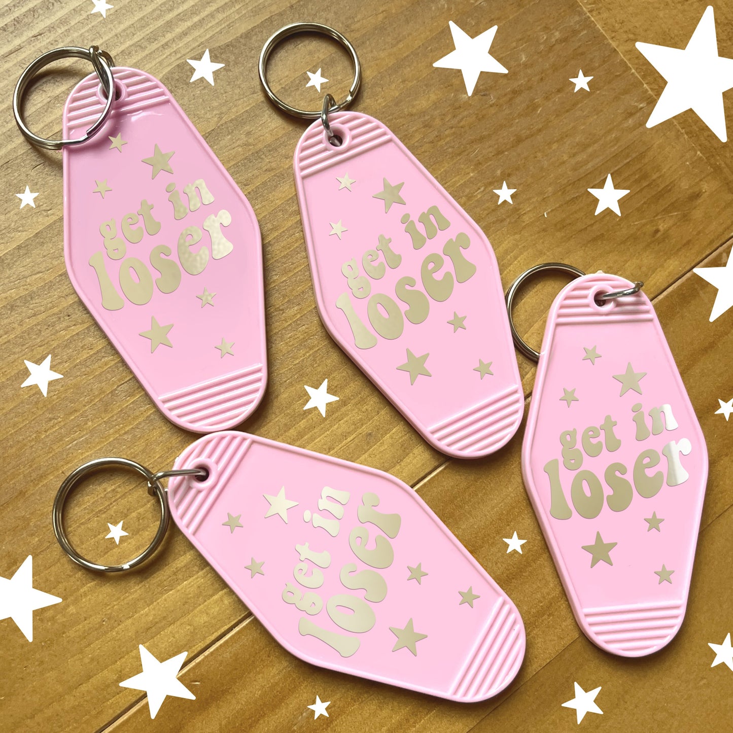 Get In Loser Keychain | Pink Motel Style Keychains, Passed Driving Test, Driving Test Gift, First Car Gift, Car Gift