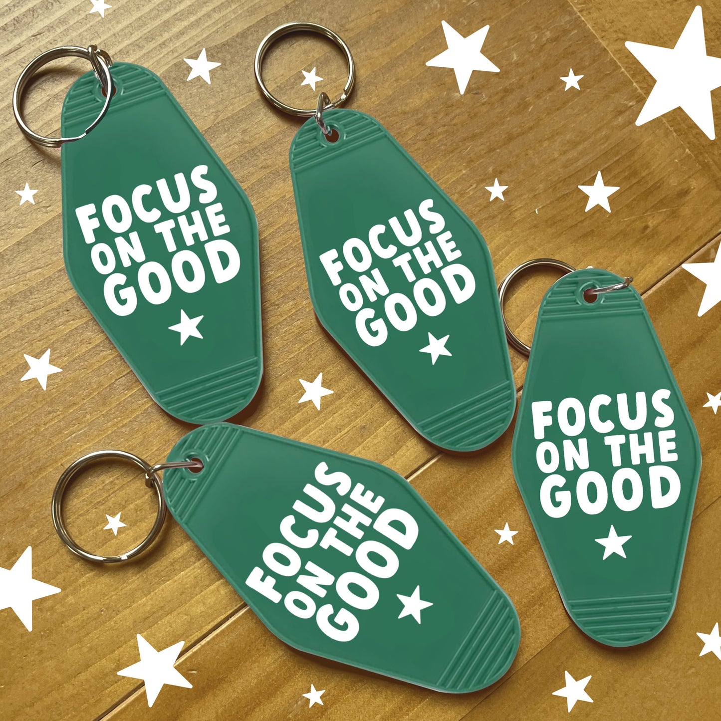 Focus on the Good Keychain | Green Motel Style Keychains, Motivational Quote, Inspirational Quote, Gift Ideas, Mental Health Gifts