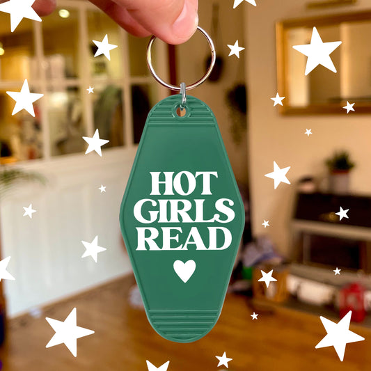 Hot Girls Read Keychain | Green Motel Style Keychains, Reading Gifts, Book Gifts, Bookworm Gifts, Bookish